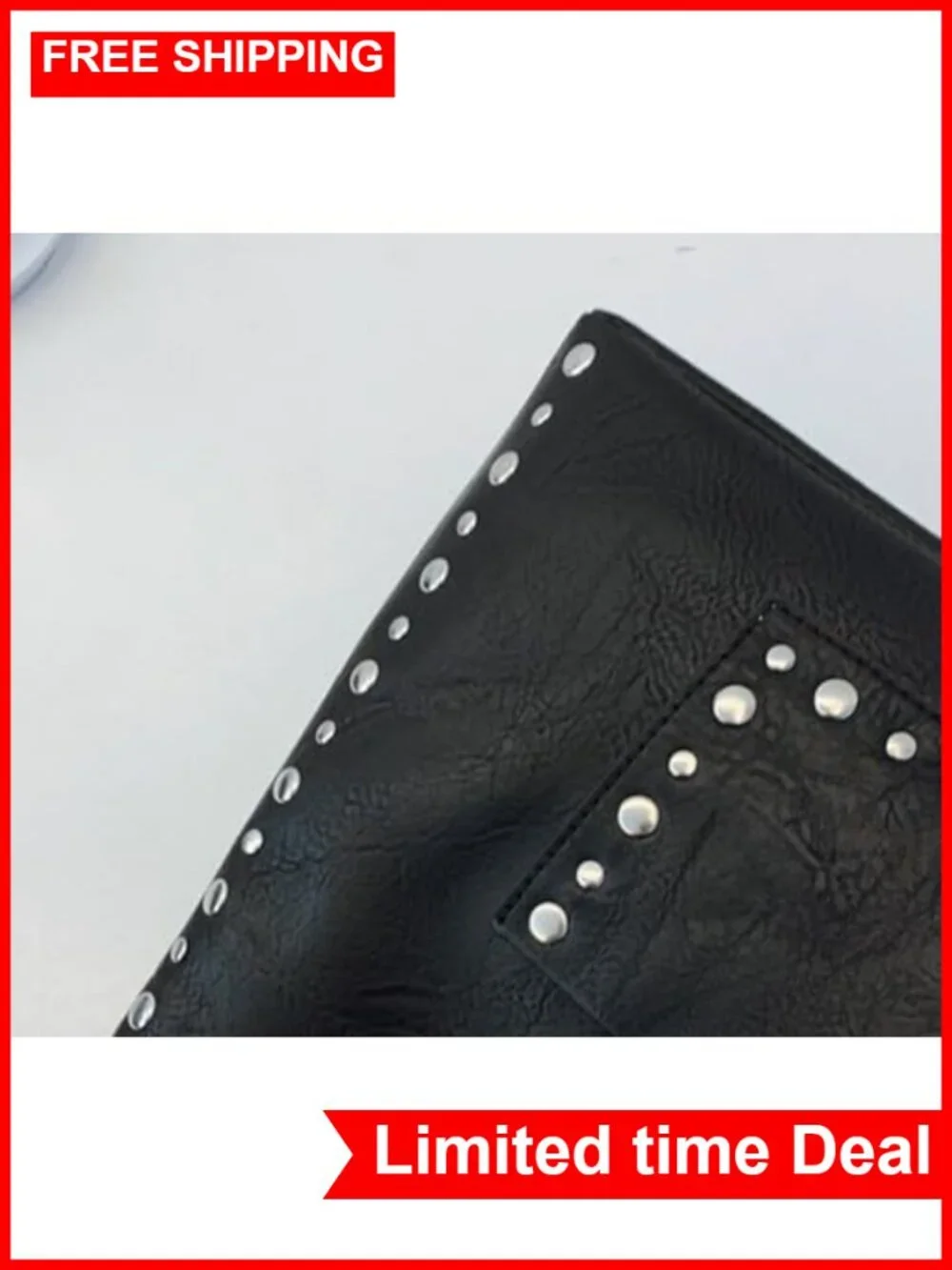 PU Leather Hobo Bag Women Studded Tote Shoulder Bag Punk Streetwear Handbag